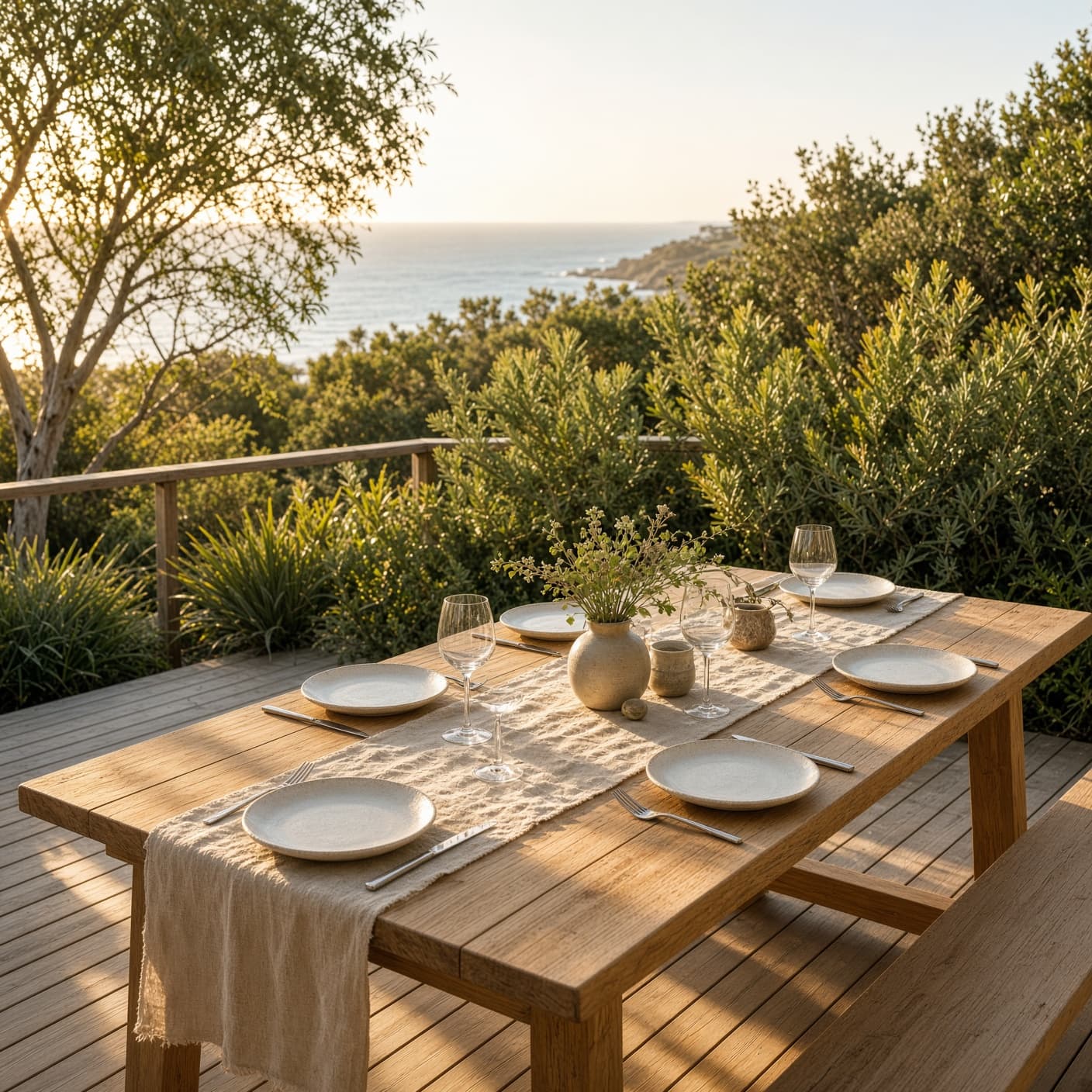 Guests relaxing on a sunlit deck at a Homezy property